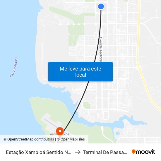 Estação Xambioá Sentido Norte-Sul to Terminal De Passageiros map