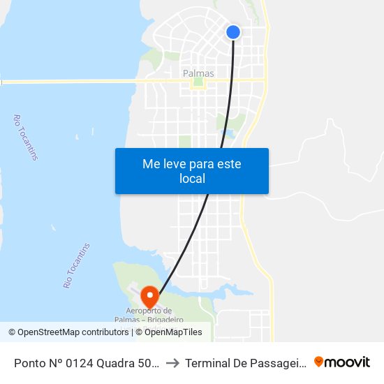 Ponto Nº 0124 Quadra 504 N to Terminal De Passageiros map