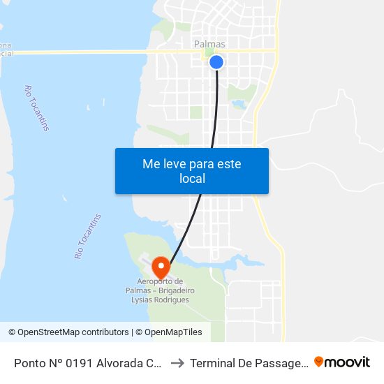 Ponto Nº 0191 Alvorada Center to Terminal De Passageiros map