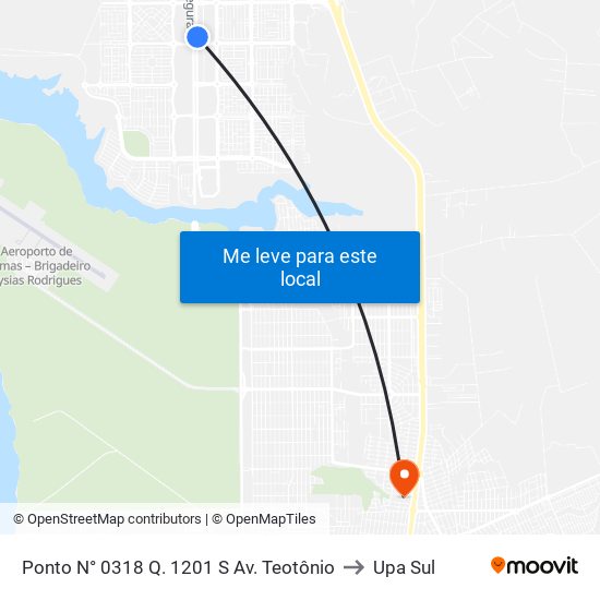 Ponto N° 0318 Q. 1201 S Av. Teotônio to Upa Sul map