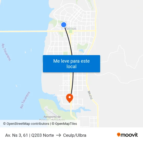 Av. Ns 3, 61 | Q203 Norte to Ceulp/Ulbra map