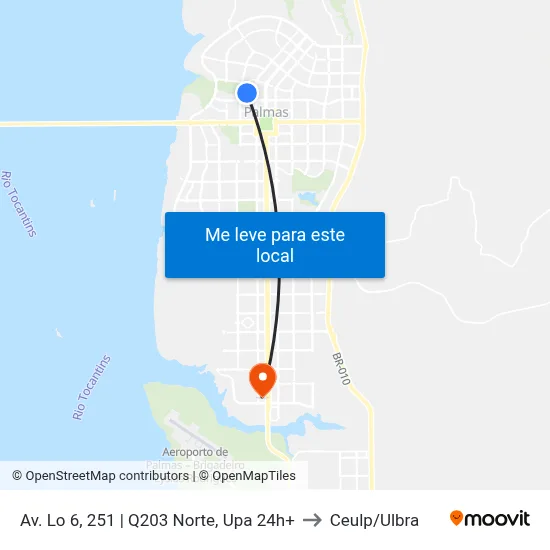 Av. Lo 6, 251 | Q203 Norte, Upa 24h+ to Ceulp/Ulbra map
