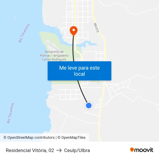 Residencial Vitória, 02 to Ceulp/Ulbra map
