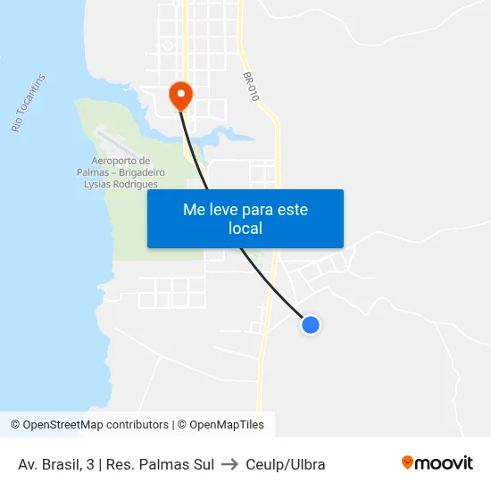 Av. Brasil, 3 | Res. Palmas Sul to Ceulp/Ulbra map