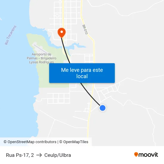 Rua Ps-17, 2 to Ceulp/Ulbra map