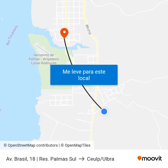 Av. Brasil, 18 | Res. Palmas Sul to Ceulp/Ulbra map