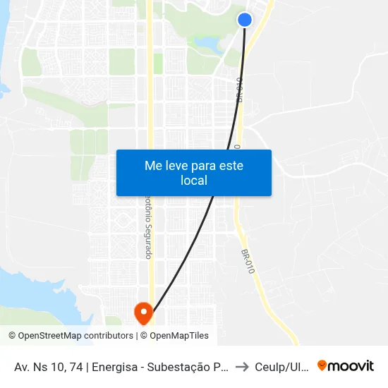 Av. Ns 10, 74 | Energisa - Subestação Palmas to Ceulp/Ulbra map