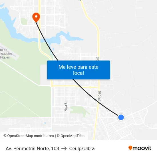 Av. Perimetral Norte, 103 to Ceulp/Ulbra map