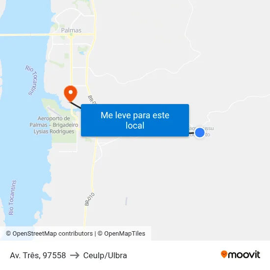 Av. Três, 97558 to Ceulp/Ulbra map