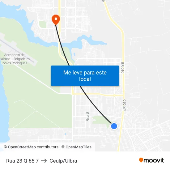 Rua 23 Q 65 7 to Ceulp/Ulbra map