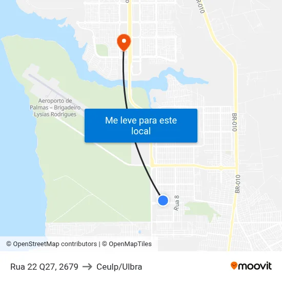 Rua 22 Q27, 2679 to Ceulp/Ulbra map