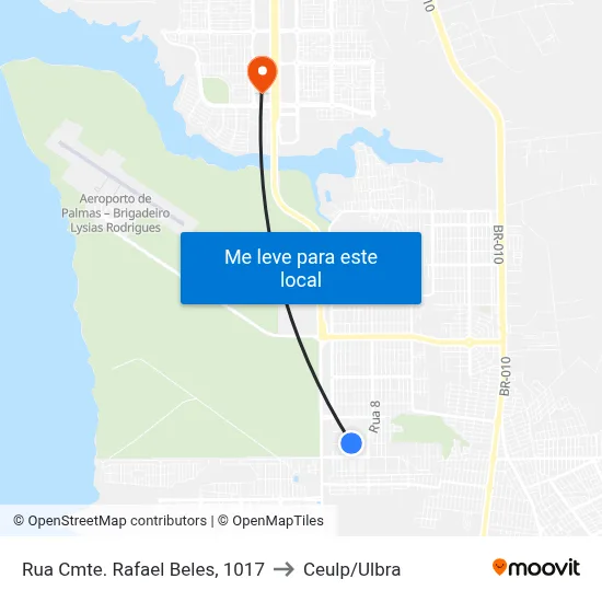 Rua Cmte. Rafael Beles, 1017 to Ceulp/Ulbra map