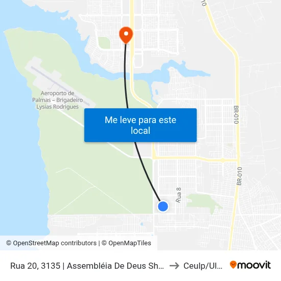 Rua 20, 3135 | Assembléia De Deus Shalom to Ceulp/Ulbra map