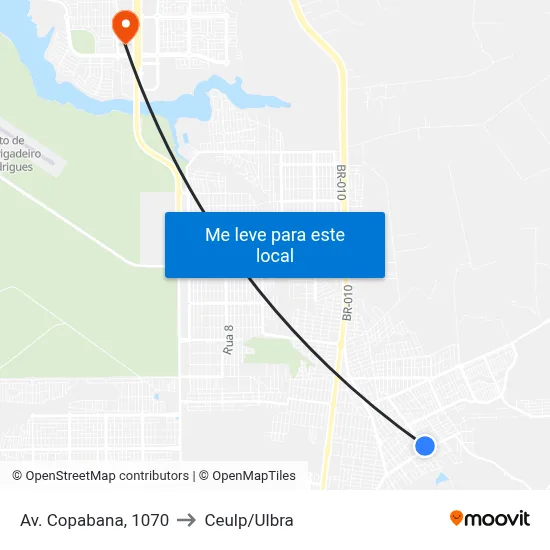 Av. Copabana, 1070 to Ceulp/Ulbra map