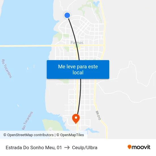 Estrada Do Sonho Meu, 01 to Ceulp/Ulbra map