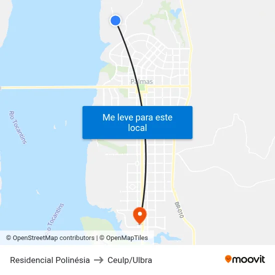 Residencial Polinésia to Ceulp/Ulbra map