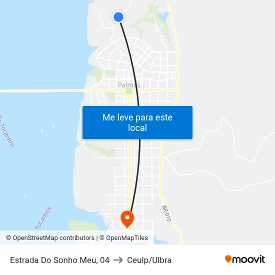 Estrada Do Sonho Meu, 04 to Ceulp/Ulbra map