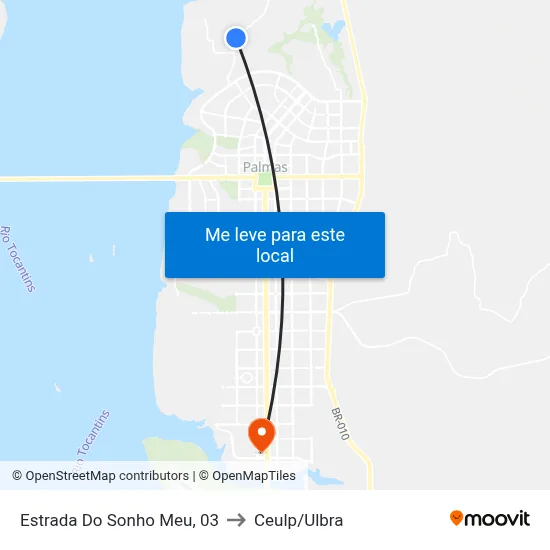 Estrada Do Sonho Meu, 03 to Ceulp/Ulbra map