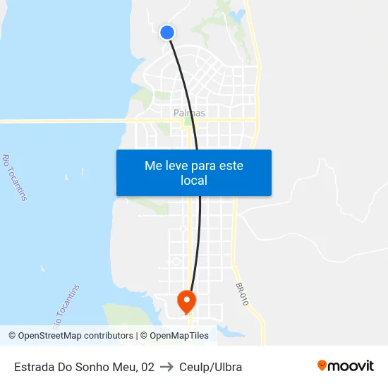 Estrada Do Sonho Meu, 02 to Ceulp/Ulbra map