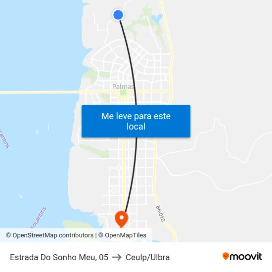 Estrada Do Sonho Meu, 05 to Ceulp/Ulbra map
