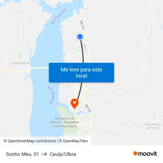 Sonho Meu, 01 to Ceulp/Ulbra map