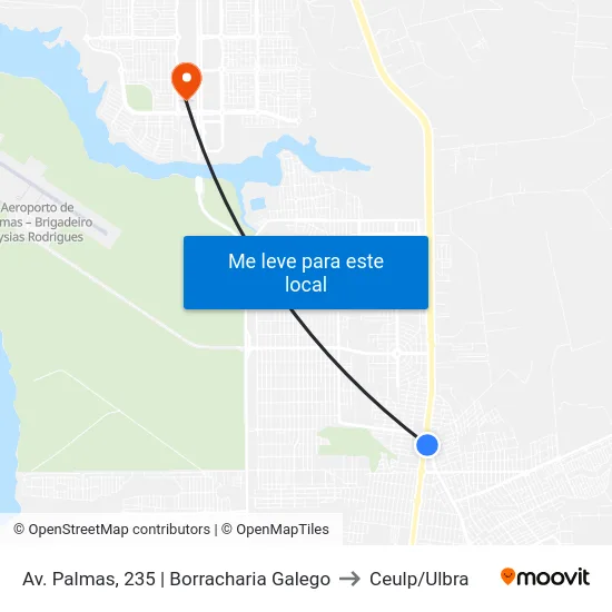 Av. Palmas, 235 | Borracharia Galego to Ceulp/Ulbra map