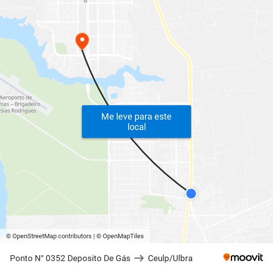 Ponto N° 0352 Deposito De Gás to Ceulp/Ulbra map