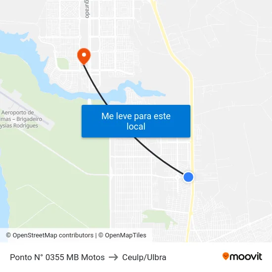 Ponto N° 0355 MB Motos to Ceulp/Ulbra map