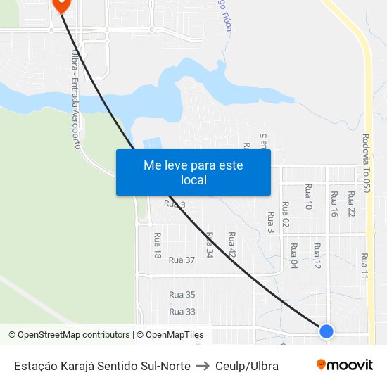 Estação Karajá Sentido Sul-Norte to Ceulp/Ulbra map