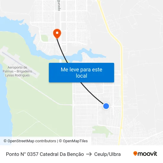 Ponto N° 0357 Catedral Da Benção to Ceulp/Ulbra map