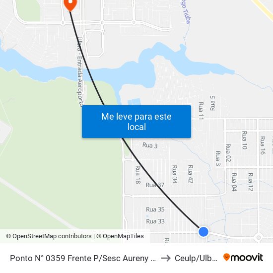 Ponto N° 0359 Frente P/Sesc Aureny III to Ceulp/Ulbra map