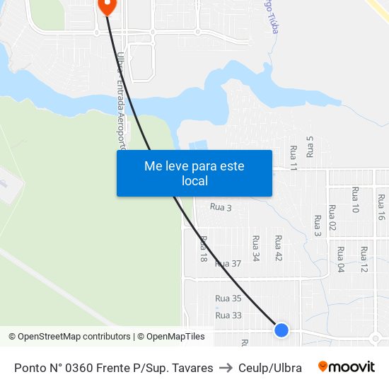 Ponto N° 0360 Frente P/Sup. Tavares to Ceulp/Ulbra map