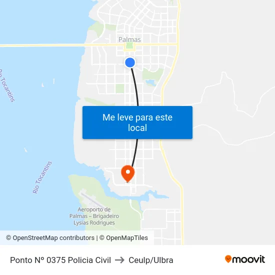 Ponto Nº 0375 Policia Civil to Ceulp/Ulbra map