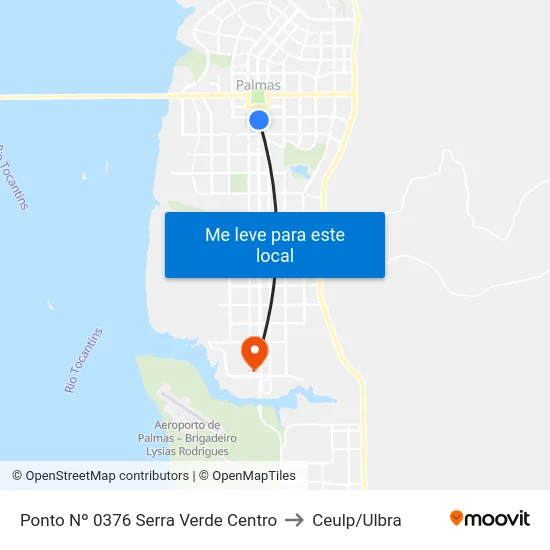 Ponto Nº 0376 Serra Verde Centro to Ceulp/Ulbra map