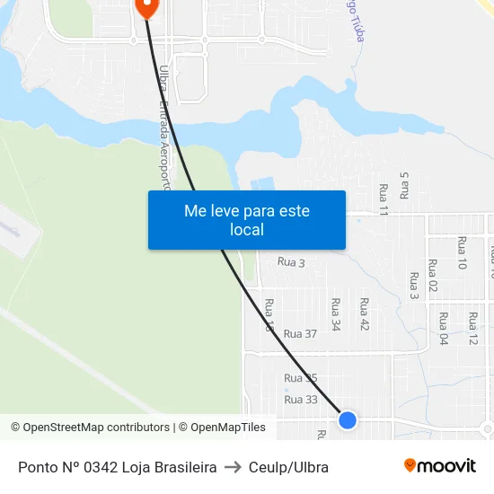 Ponto Nº 0342 Loja Brasileira to Ceulp/Ulbra map