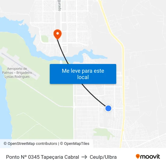 Ponto Nº 0345 Tapeçaria Cabral to Ceulp/Ulbra map