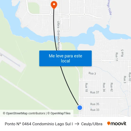 Ponto Nº 0464 Condomínio Lago Sul I to Ceulp/Ulbra map