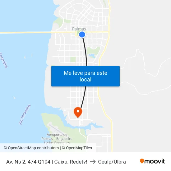 Av. Ns 2, 474 Q104 | Caixa, Redetv! to Ceulp/Ulbra map