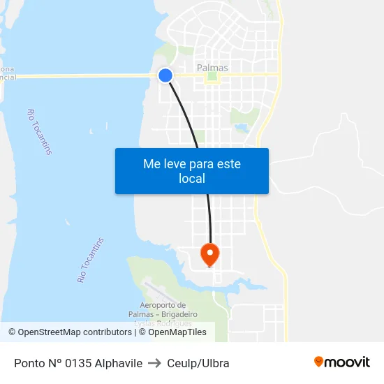 Ponto Nº 0135 Alphavile to Ceulp/Ulbra map