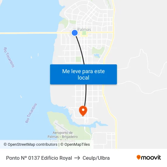 Ponto Nº 0137 Edifício Royal to Ceulp/Ulbra map