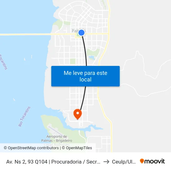 Av. Ns 2, 93 Q104 | Procuradoria / Secretaria to Ceulp/Ulbra map