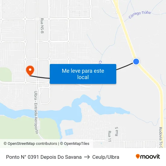 Ponto N° 0391 Depois Do Savana to Ceulp/Ulbra map