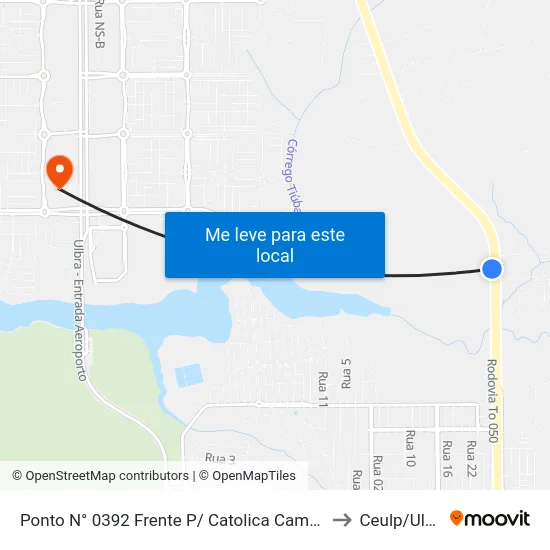Ponto N° 0392 Frente P/ Catolica Campus II to Ceulp/Ulbra map