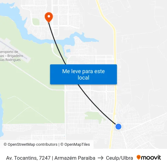 Av. Tocantins, 7247 | Armazém Paraiba to Ceulp/Ulbra map
