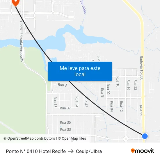 Ponto N° 0410 Hotel Recife to Ceulp/Ulbra map