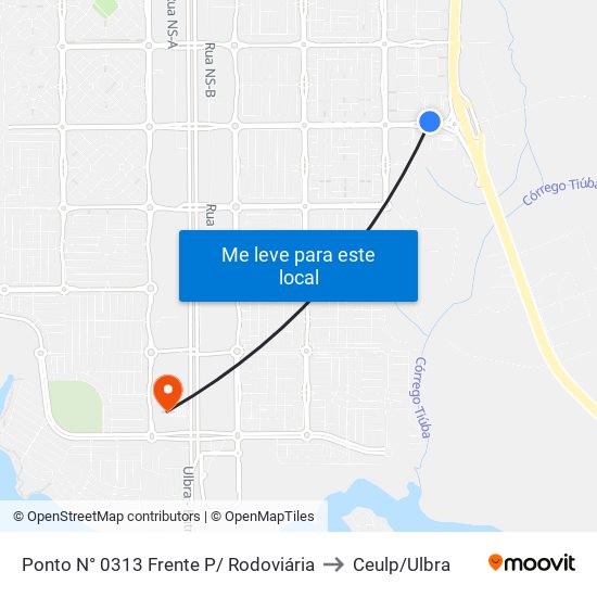 Ponto N° 0313 Frente P/ Rodoviária to Ceulp/Ulbra map
