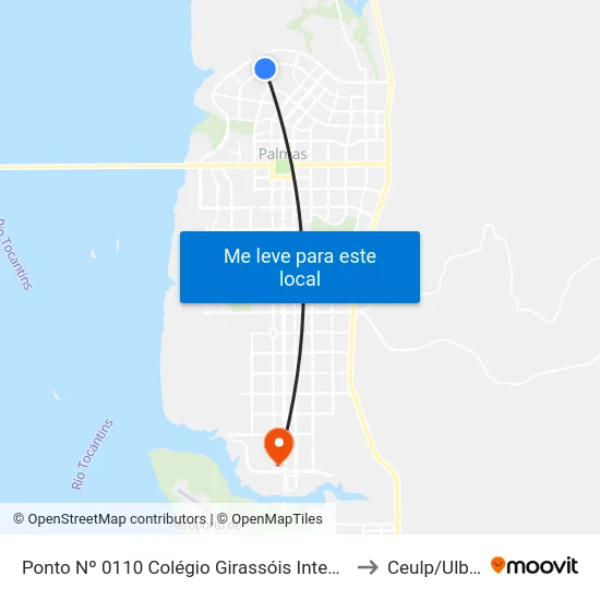 Ponto Nº 0110 Colégio Girassóis Integral to Ceulp/Ulbra map