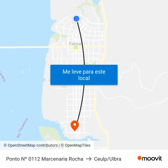 Ponto Nº 0112 Marcenaria Rocha to Ceulp/Ulbra map