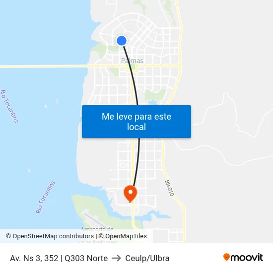 Av. Ns 3, 352 | Q303 Norte to Ceulp/Ulbra map