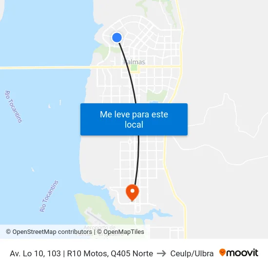 Av. Lo 10, 103 | R10 Motos, Q405 Norte to Ceulp/Ulbra map